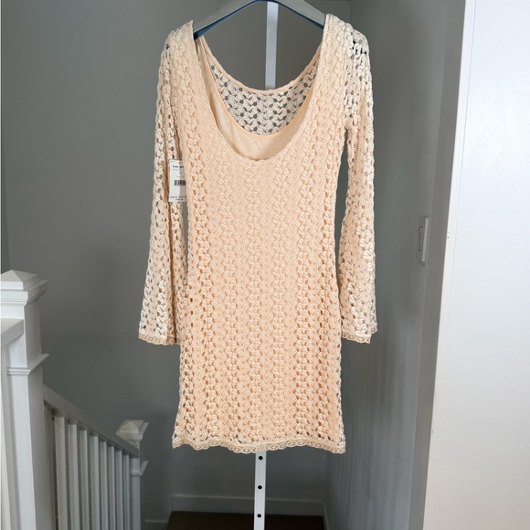 Free People Ivory Lace Crochet Gypsy Mini Dress | XS | NWT - Picture 5 of 9